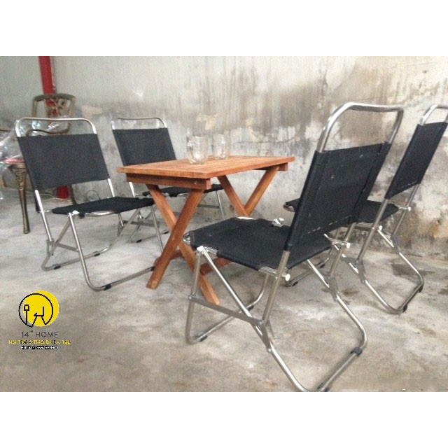 GHẾ XẾP INOX VẢI DÙ cho quán Trà Chanh, Cafe, vỉa hè, Câu Cá