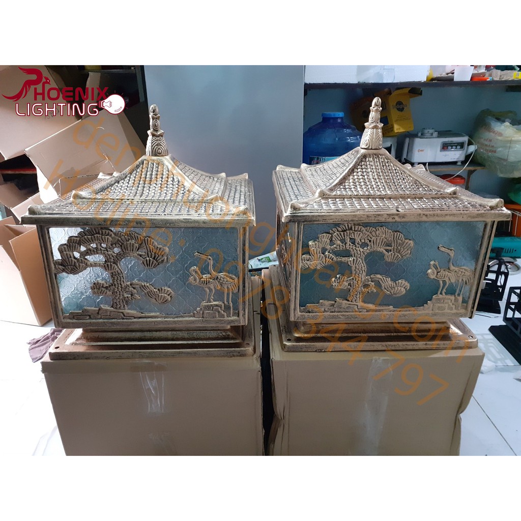 Đèn trụ cổng : Đèn ngoài trời D400 Nhôm Đúc PH6218