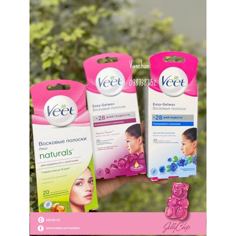 Miếng tẩy lông mặt ria mép VEET Wax Strips Face 20 Miếng