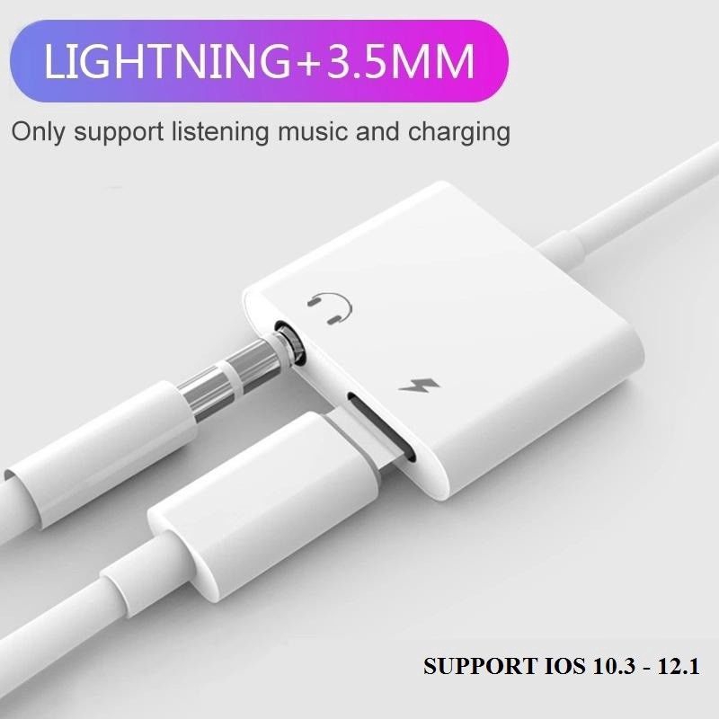 2in1 Audio Adapter charging Earphone Cable For iPhone 6 7 8 Aux Jack headset For Lightning 3.5 mm To Headphone splitter