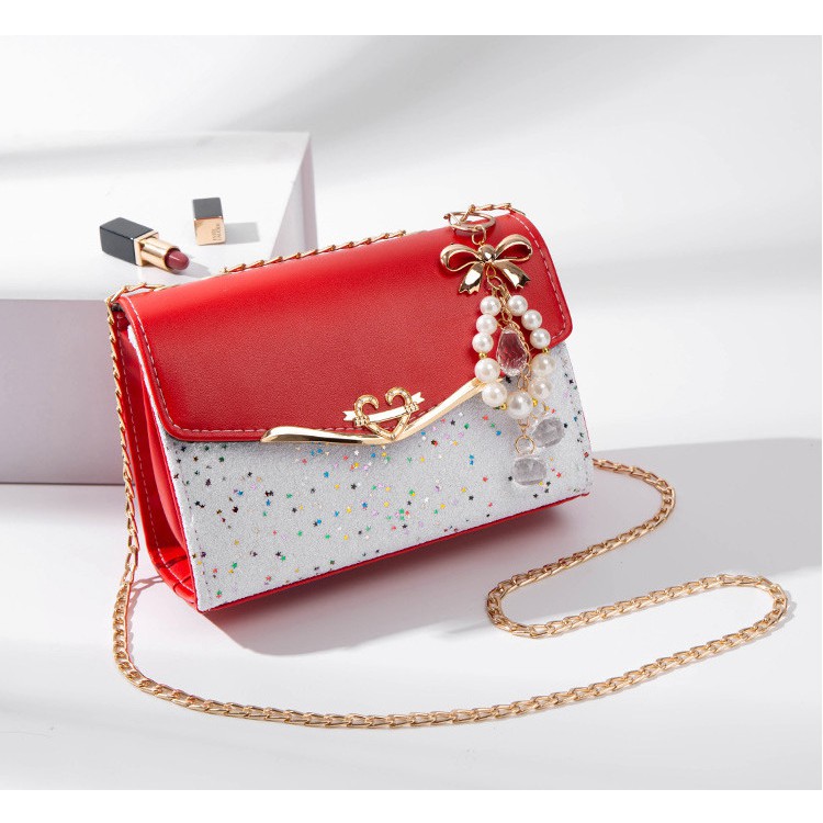 [ TÚI NỮ HÀN QUỐC ] Túi Đeo Chéo Khóa Gài T19 Trái Tim -CÓ 4 MÀU LỰA CHỌN CÓ PHỤ KIỆN NƠ NGỌC TRAI MẠ VÀNG NON ĐI KÈM | BigBuy360 - bigbuy360.vn