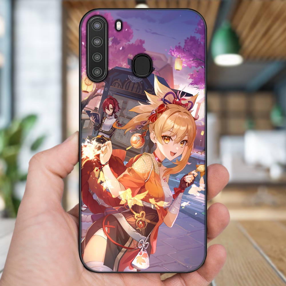 Ốp lưng Samsung A21 viền đen in hình Yoimiya Genshin Impact