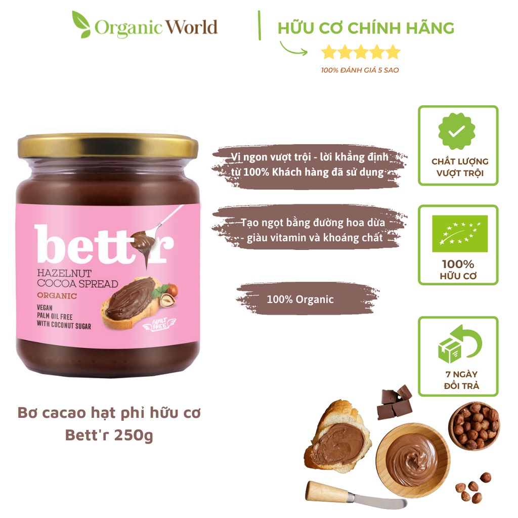Bơ hạt phỉ cacao Bettr 250g