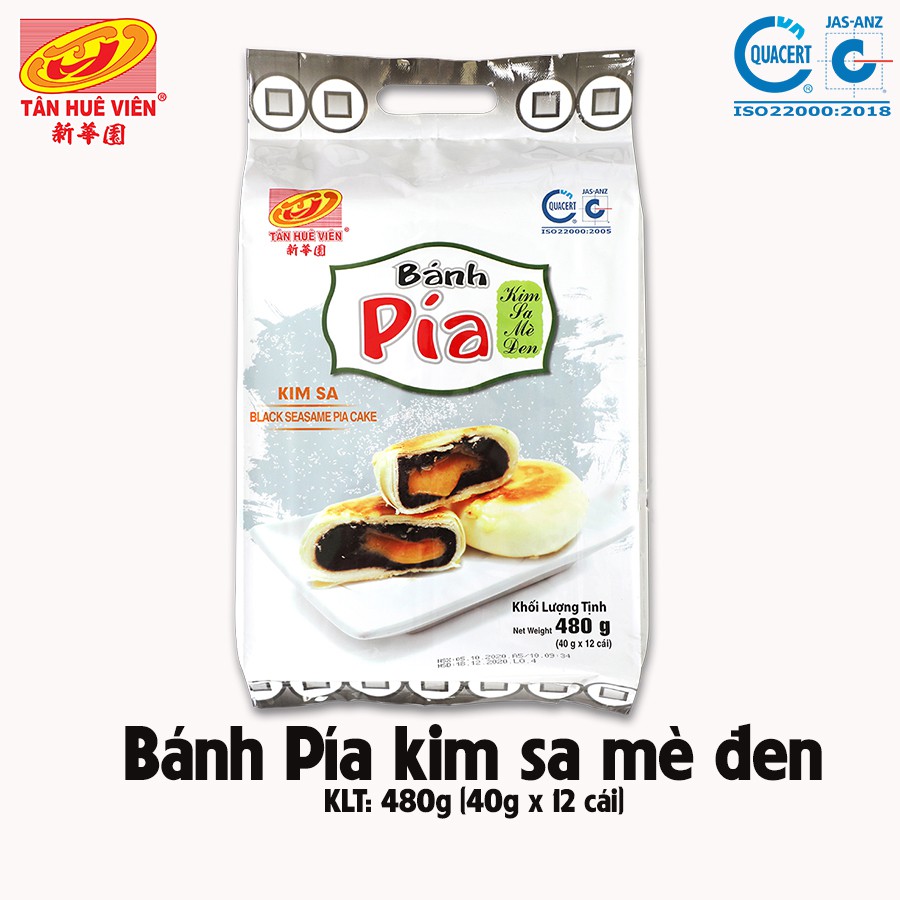 [Mã BMBAU50 giảm đến 50K đơn 99K] Bánh Pía Kim sa Mè đen Tân Huê Viên túi 12 bánh mini