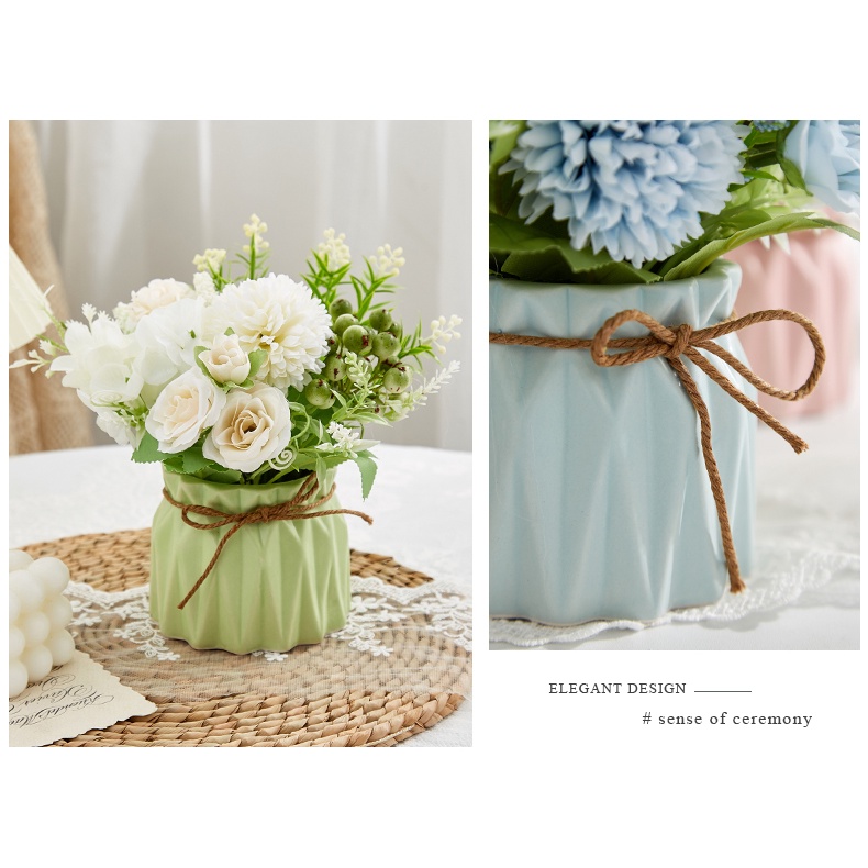 Chậu Hoa Giả Pastel - Bộ Bình Hoa Và Gốm Nhân Tạo Chậu Hoa Mô Phỏng Chậu Cây Trang Trí Nhà Cửa Hoa Giả