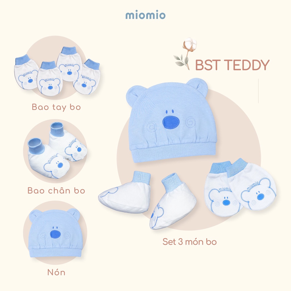 Bao Tay Sơ Sinh Bo, Bao Chân Bo, Nón Sơ Sinh MIOMIO - In Hình Cho Bé Trai, Bé Gái, Vải Cotton