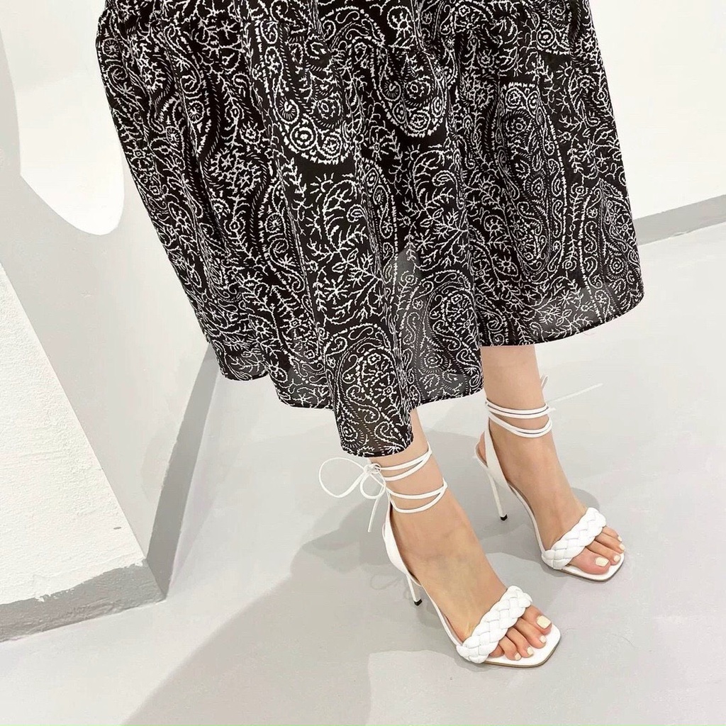 Sandal cao gót cột dây 9p quai thắt siêu sang chảnh hàng cao cấp form chuẩn đẹp - Chị Chảnh Store