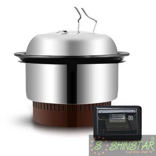 Lẩu hơi nhà hàng ShinStar - Thiết kế âm bàn có bộ điều khiển rời, khay hấp lớn 35cm dùng cho 6-12 thực khách.