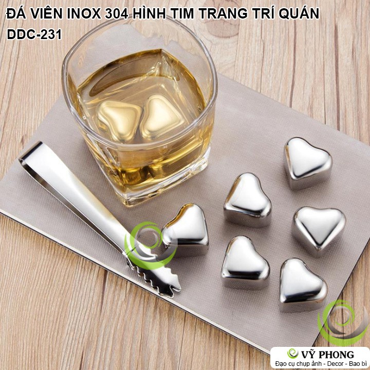 ĐÁ VĨNH CỮU INOX 304 HÌNH TRÁI TIM GIỮ LẠNH ĐỒ UỐNG PHA CHẾ TRANG TRÍ ĐẠO CỤ CHỤP ẢNH SẢN PHẨM INS DDC-231