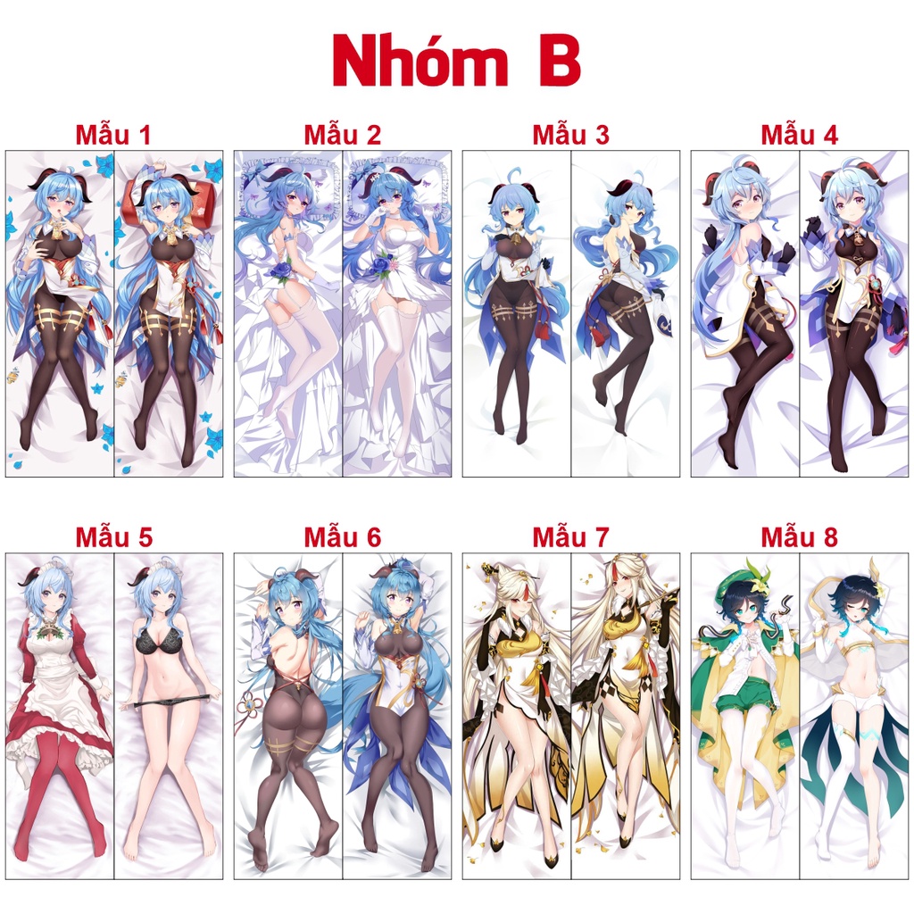 Vỏ Gối ôm Anime Game Genshin Impact siêu to dài 1,5mx50cm hàng có sẵn và đặt theo yêu cầu