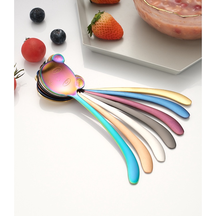 Muỗng Cà Phê Bằng Thép Không Gỉ 304 Hình Gấu Hoạt Hình Sáng Tạo