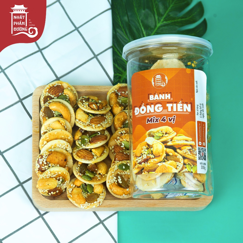 Bánh mix hạt dinh dưỡng 300g Nhất Phẩm Đường bánh đồng tiền hạt điều hạnh nhân