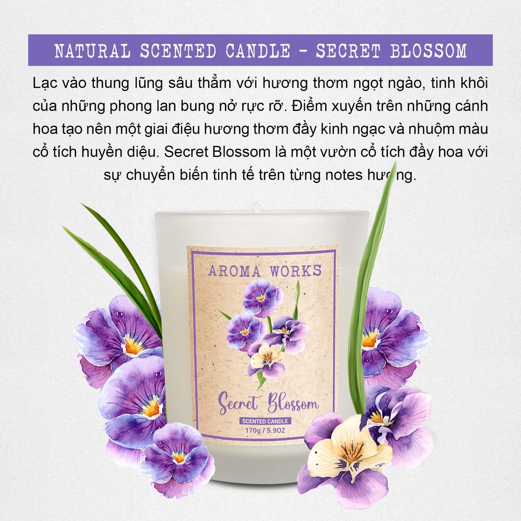Nến Thơm Thiên Nhiên Aroma Works Natural Scented Candle - Secret Blossom