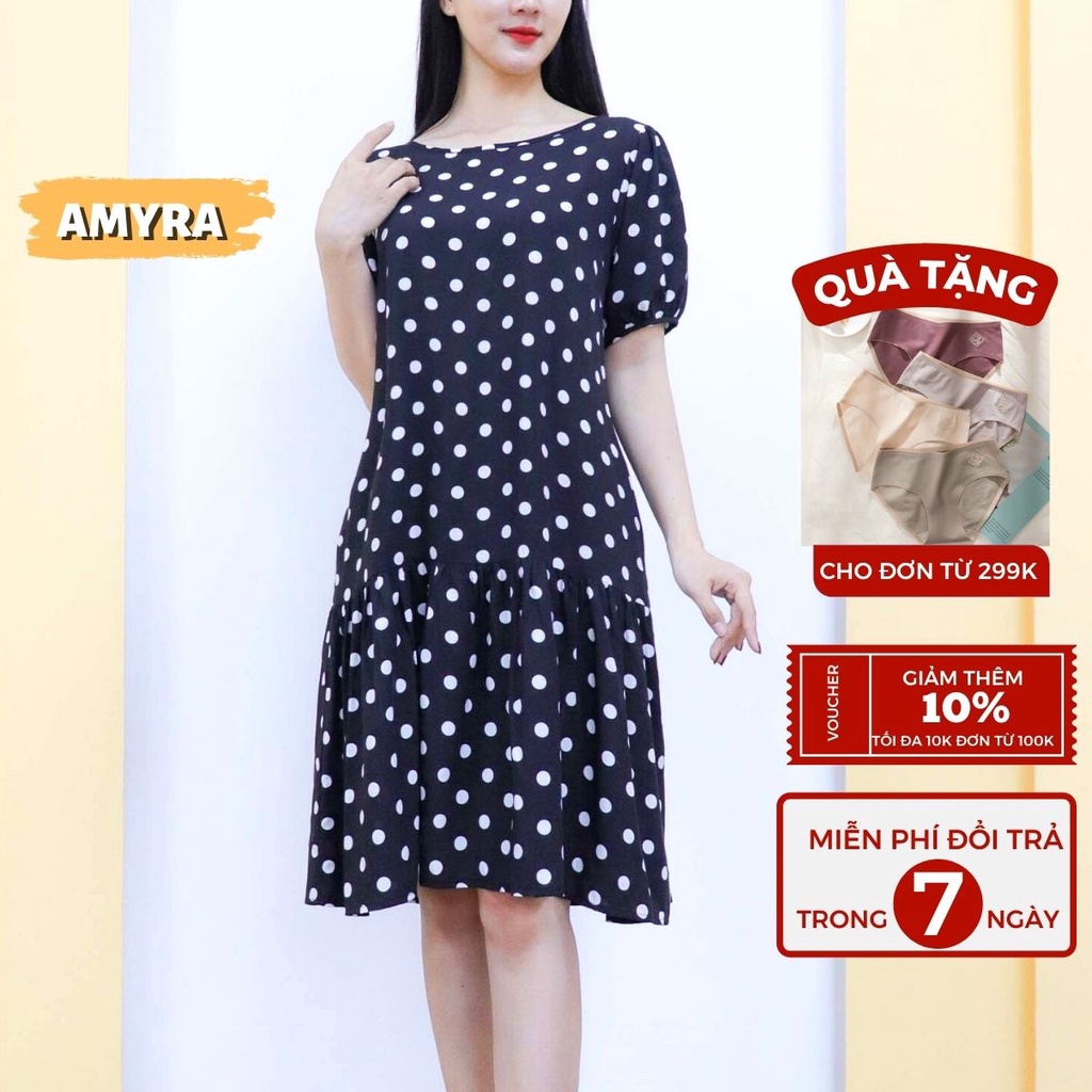 Váy maxi lanh dáng suông đuôi có mặc nhà thoải mái AMYR - Đầm maxi trung niên mặc nhà lanh siêu mát VA060
