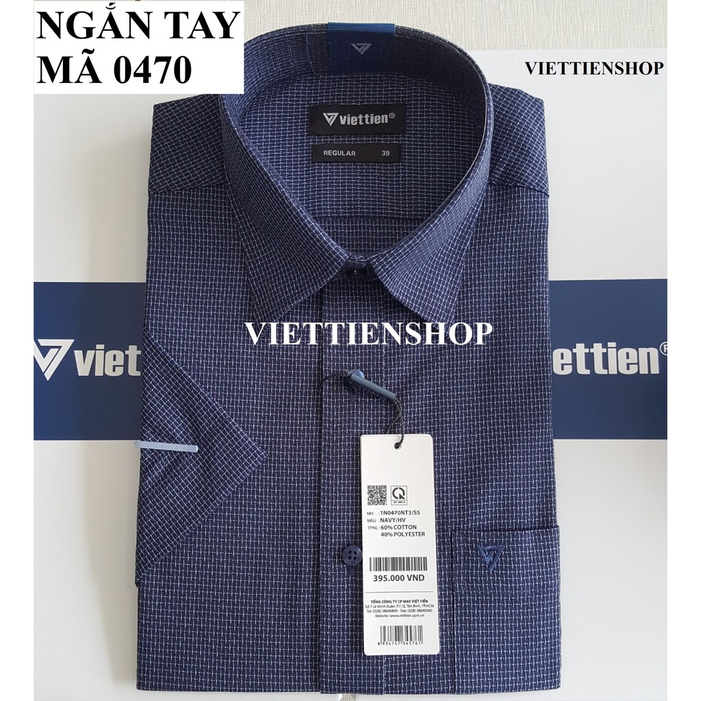 (0470 HVS) ÁO SƠ MI VIỆT TIẾN NGẮN TAY HOA VĂN