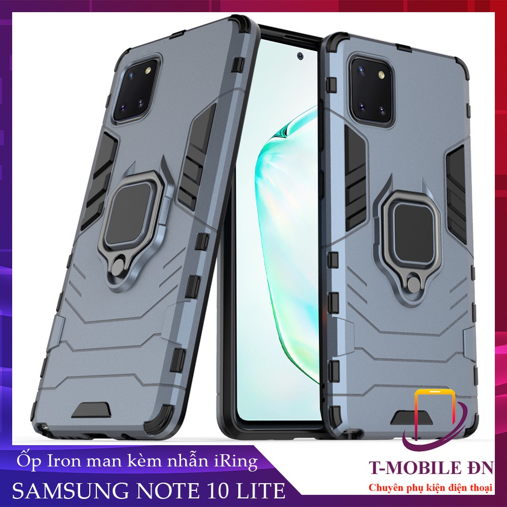 Ốp lưng Samsung Note 10 Lite,Ốp iron man chống sốc kèm nhẫn iring chống xem video bảo vệ camera cho Samsung Note 10 Lite