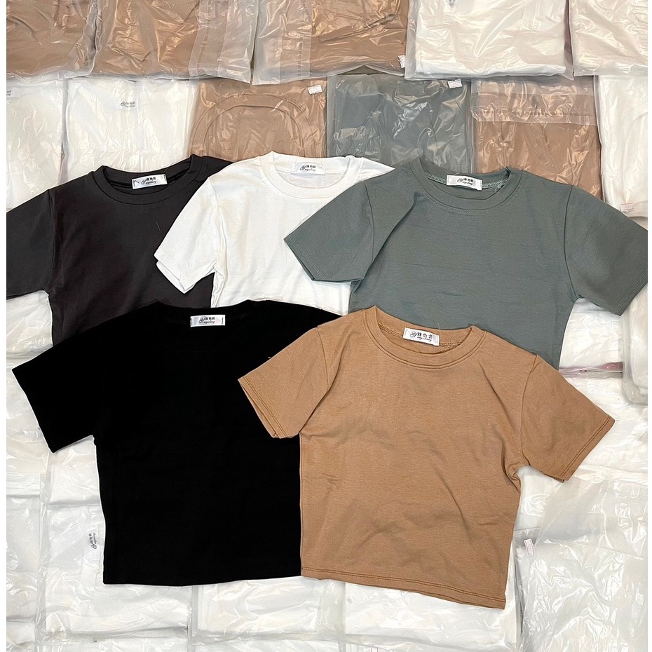 Áo thun croptop cộc tay nữ trơn bazic dễ phối đồ trẻ trung