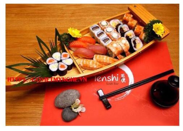 [Dài 58cm - Hàng chuẩn Nhật] Khay thuyền gỗ đựng sushi sashimi - khay thuyền gỗ để setup món lẩu - Gỗ thông tự nhiên