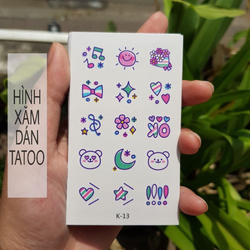 Hình xăm mini cartoon k13. Xăm dán tatoo mini tạm thời, size &lt;10x6cm