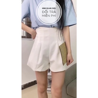 Quần đùi nữ lưng cao ống rộng, quần short nữ lưng cao ống rộng hách dáng hàng quảng châu