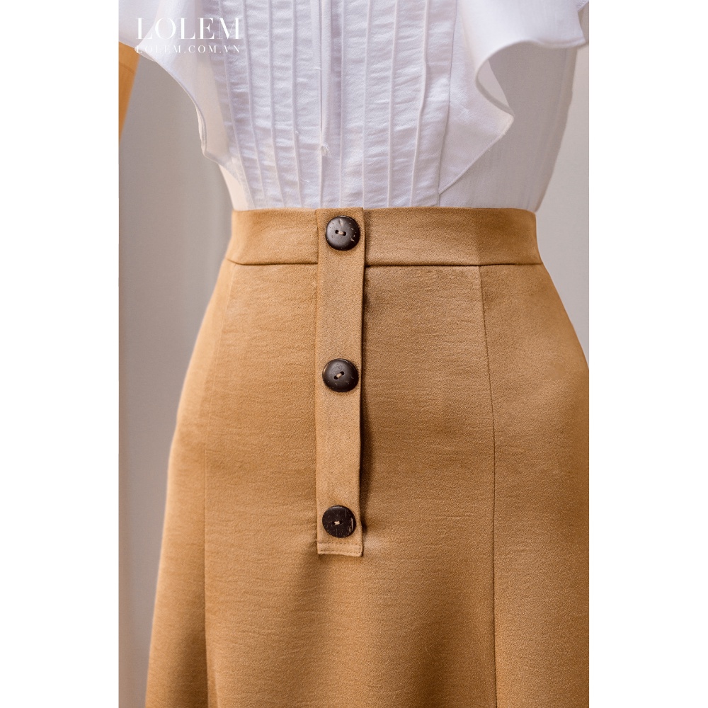 Chân váy dáng dài LOLEM CVX328 dáng xòe phong cách vintage đính khuy cách điệu thanh lịch