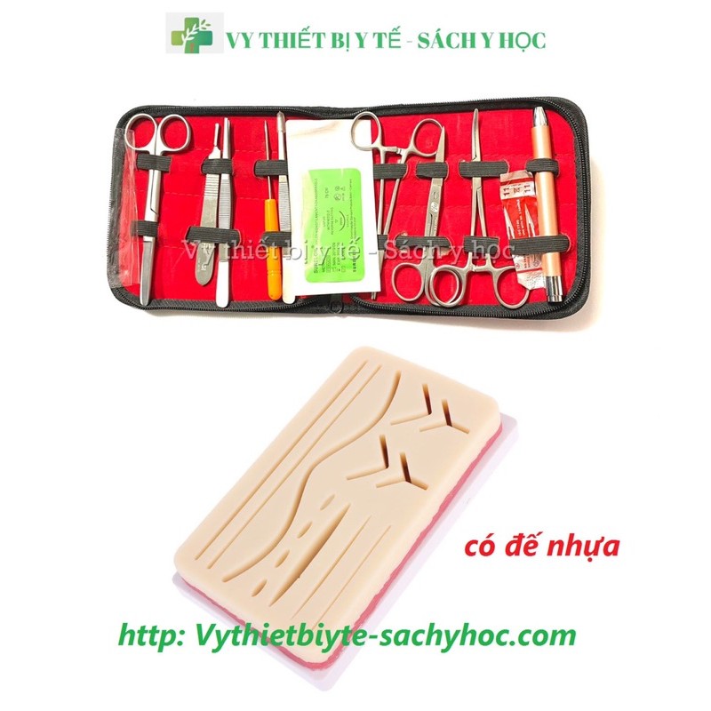 Bộ tiểu phẫu 12 món ( có đèn soi tai ) kèm miếng khâu da