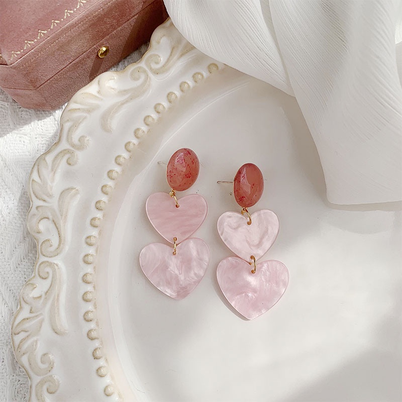 Khuyên tai kẹp không bấm lỗ chốt cố định K131 bằng hợp kim mạ vàng hình trái tim bigsize dáng dài Leous Accessories