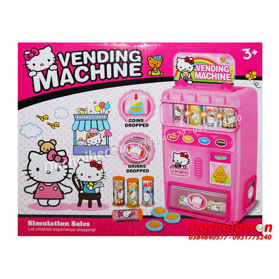 Máy bán nước tự động Kitty Vending Machine DN1000-KT - Dùng pin, có đèn âm thanh