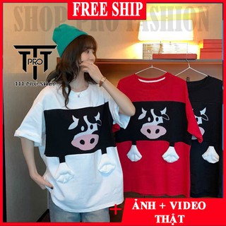 Áo thun tay lỡ in bò sữa form rộng unisex ttt-pro shop