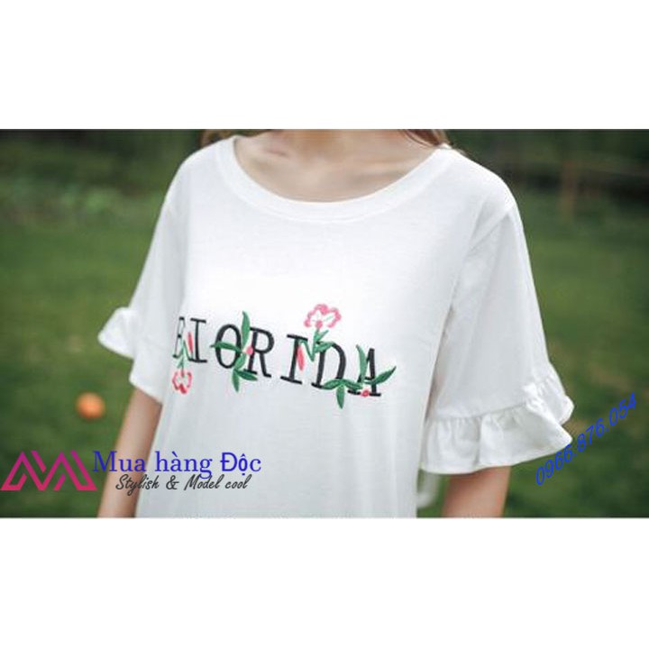 Áo Thun 👕👕👕  Áo công sở thêu hoa văn mẫu xù tay