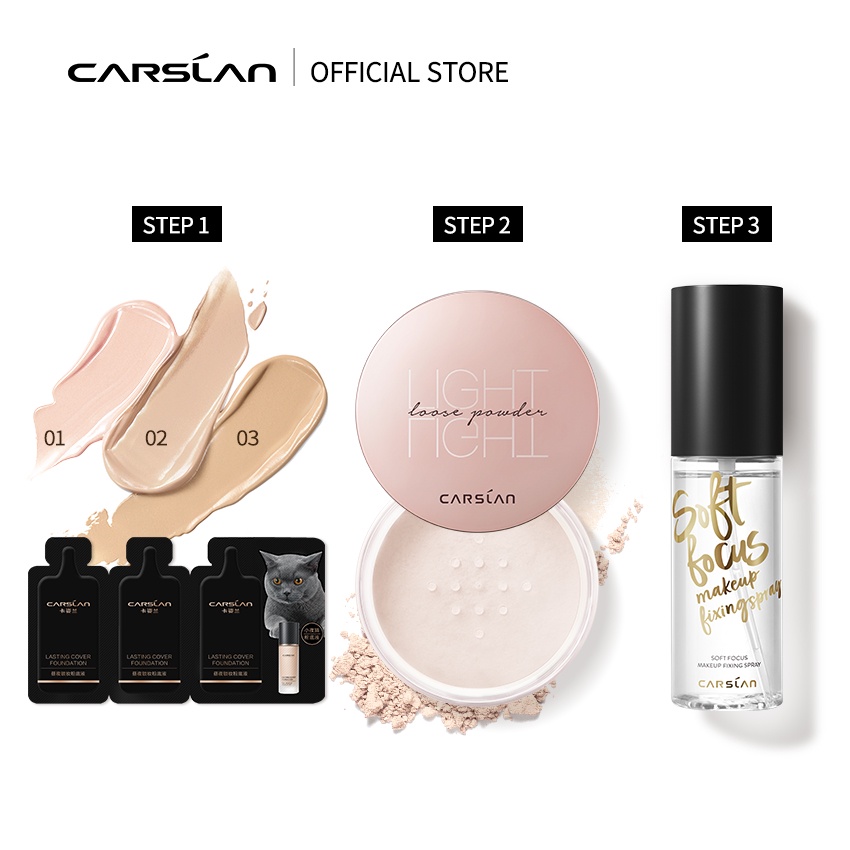 Bộ kem trang điểm Carslan dạng lỏng 50ml + 10g + 1gx3