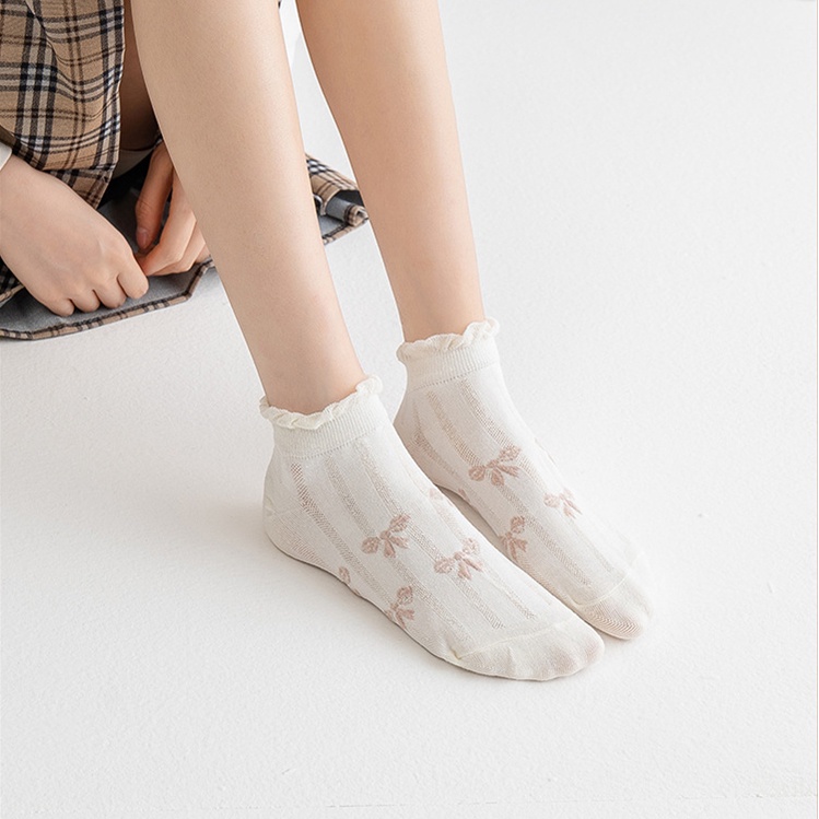 Vớ Cổ Thấp Màu Trắng Kiểu Dáng Dễ Thương Cho Nữ Sinh