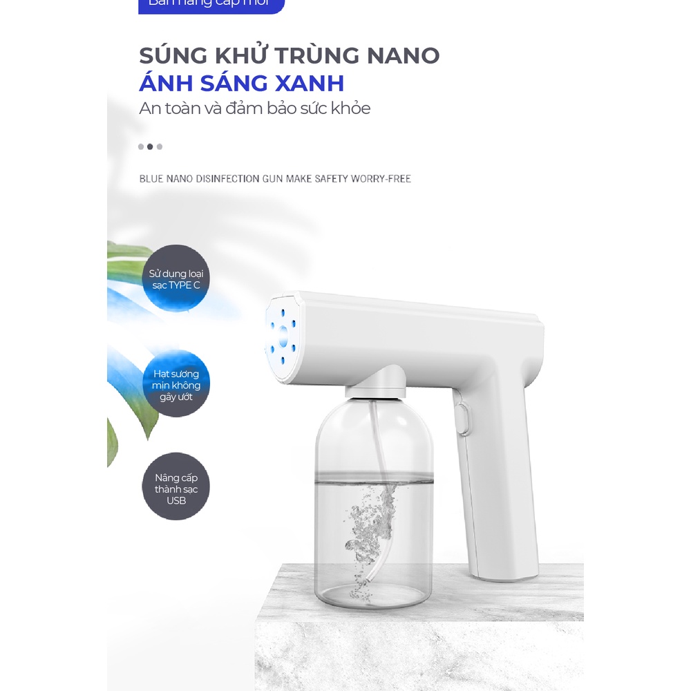 Súng/Máy Xịt Khử Khuẩn Nano Cầm Tay Có Pin Bảo Hành 1 Năm Hàng Cao Cấp