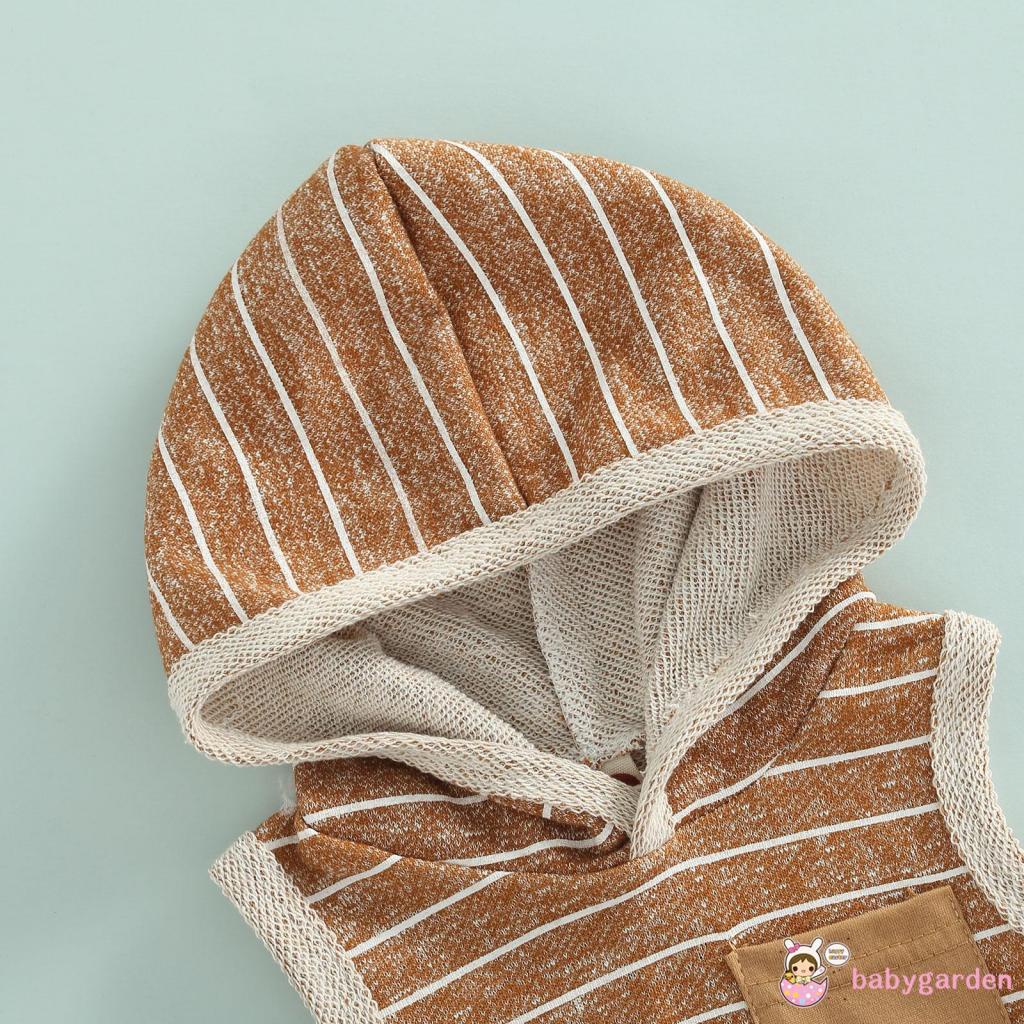 Bộ Áo Hoodie Không Tay Kèm Quần Short Dây Rút Thời Trang Mùa Hè Cho Bé Trai 0-3 Tuổi