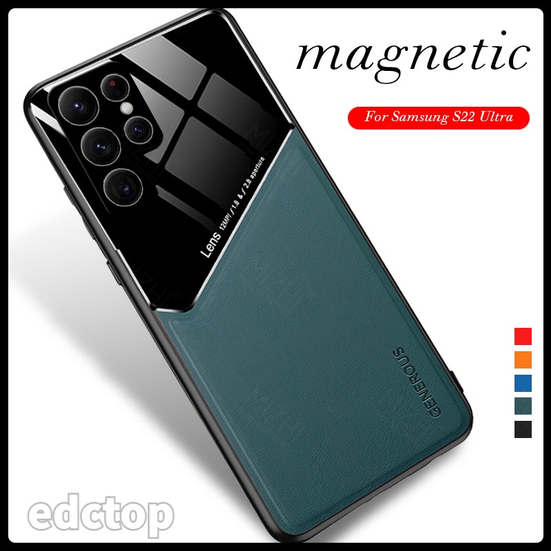 S22Ultra Case Leather Car Magnetic Holder Coque cho Samsung Galaxy S22 Ultra 22S S 22 Plus Khung chống va đập cho điện thoại