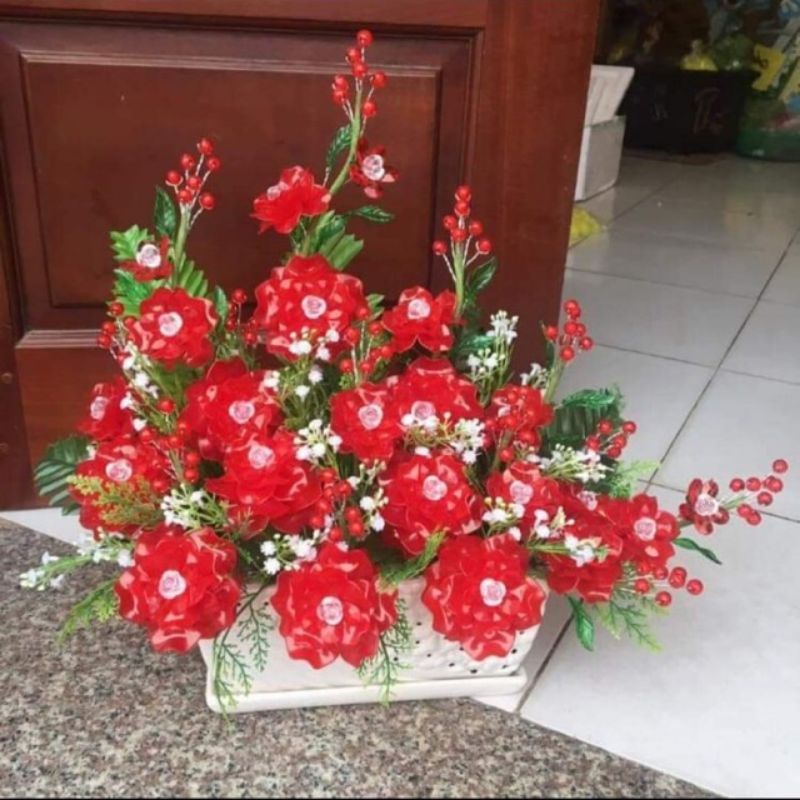 combo nguyên liệu làm mẫu hoa hồng pha lê đá(k kèm chậu cắm)