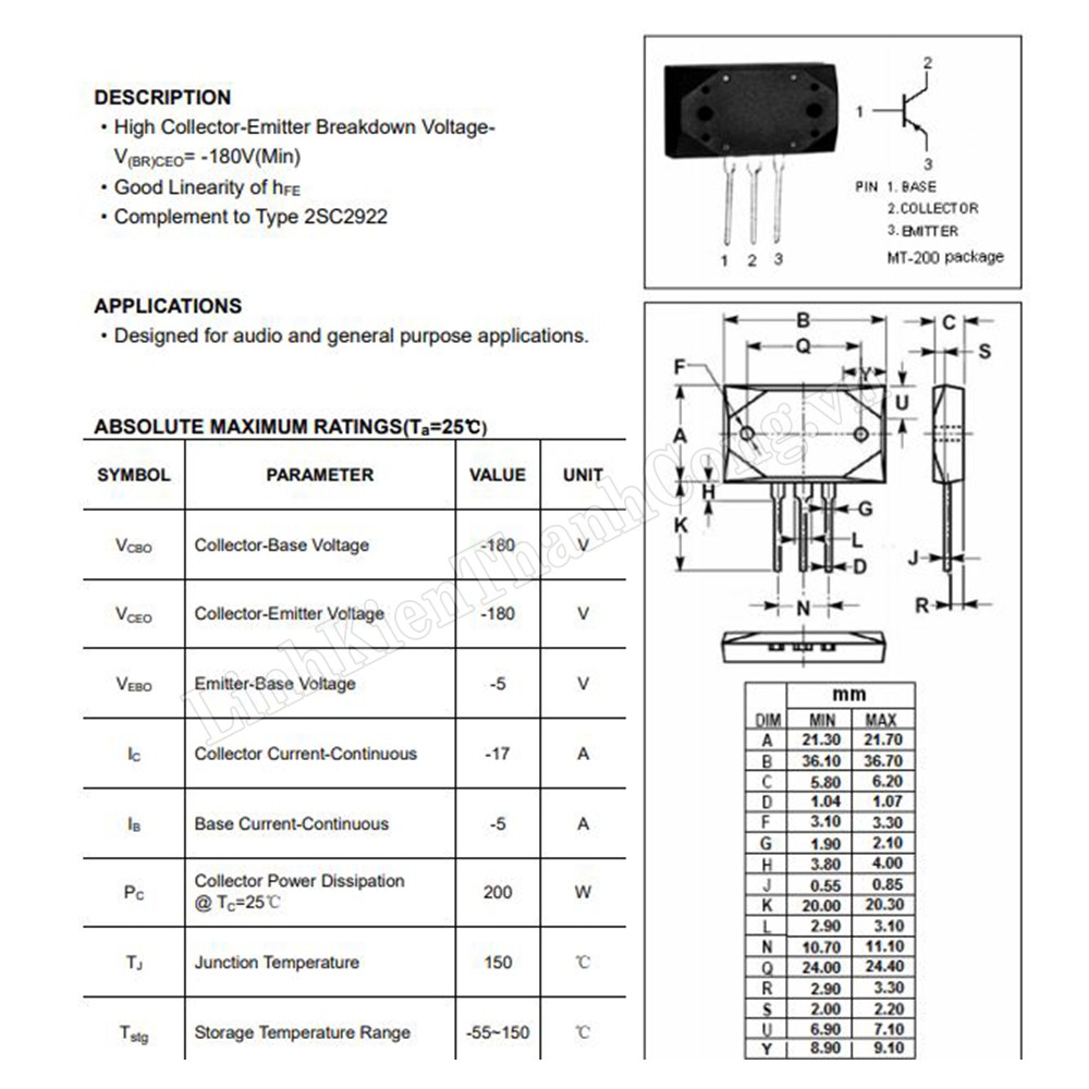 Cặp 2SA1216 2SC2922 Sanken Tháo Máy