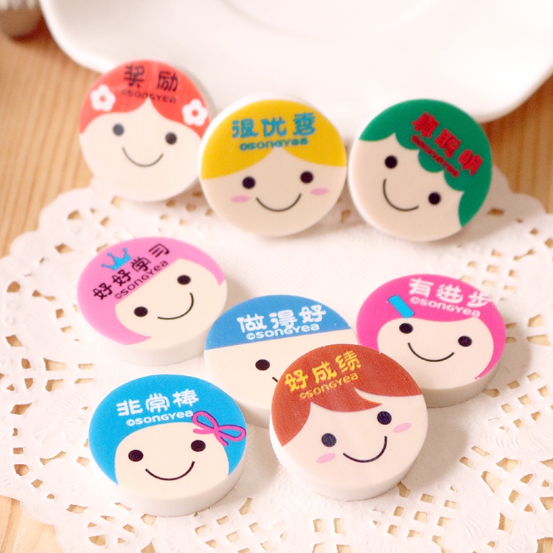 Set 4 chiếc gôm tẩy bút chì hình icon thần thái siêu sạch cute dễ thương cho bé HANUTO GT07