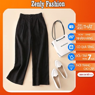 Quần đũi ống rộng nữ quần ống rộng dáng dài 100cm vải đũi xịn form đẹp, mặc siêu hack dáng, co dãn thoải mái, thoáng mát