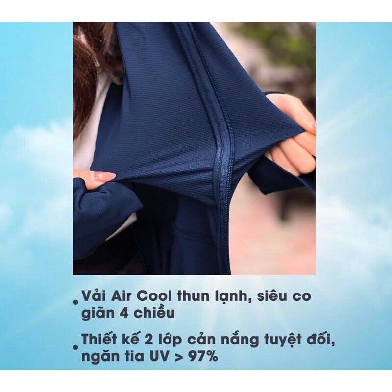 Áo chống nắng nữ toàn thân 2 lớp vải hạt xoàn cao cấp túi khoá , túi zip cao cấp