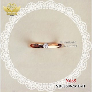 Nhẫn titan nữ trơn 1 đá giữa