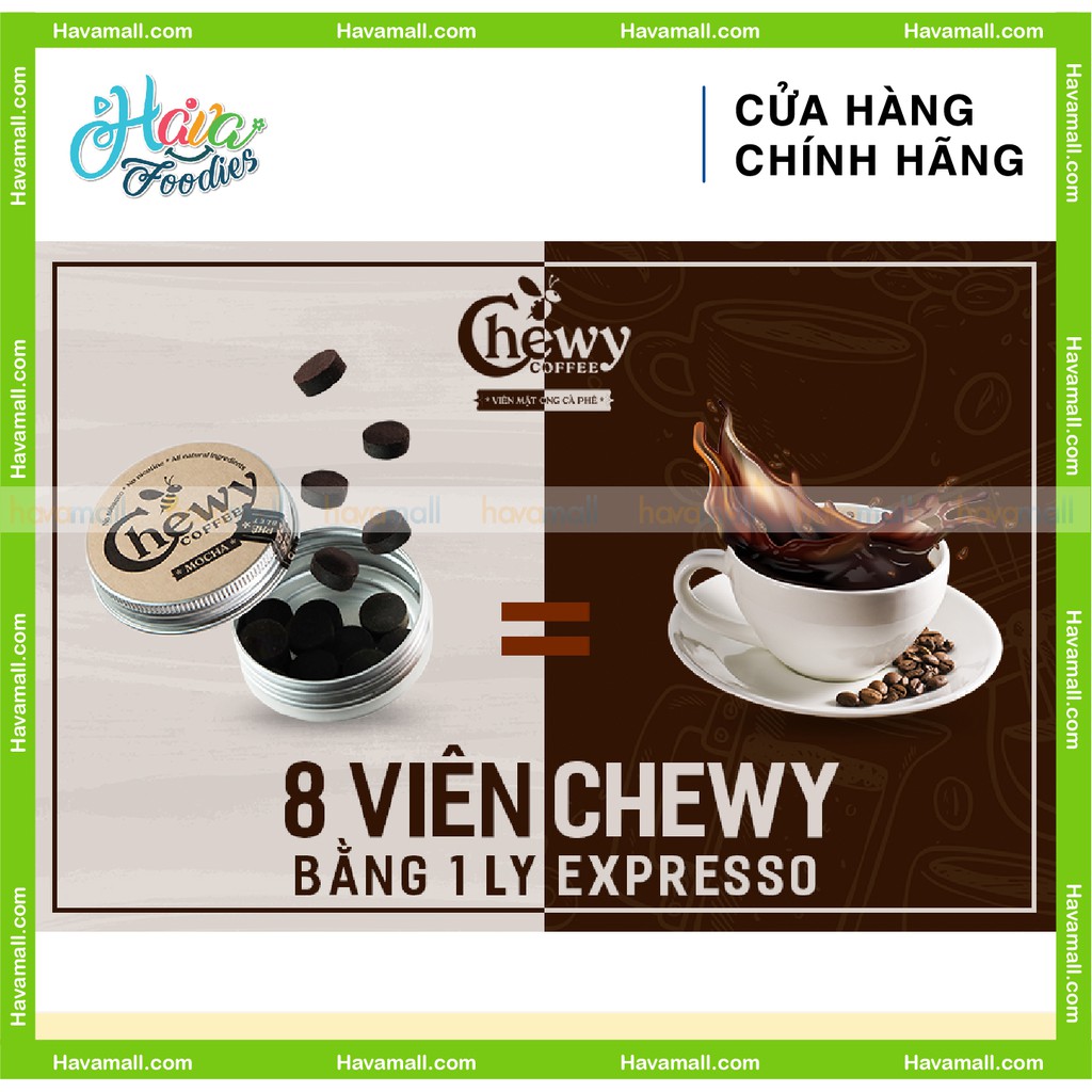 [HÀNG CHÍNH HÃNG] Viên Cà Phê Mật Ong Chewy Coffee 14gr