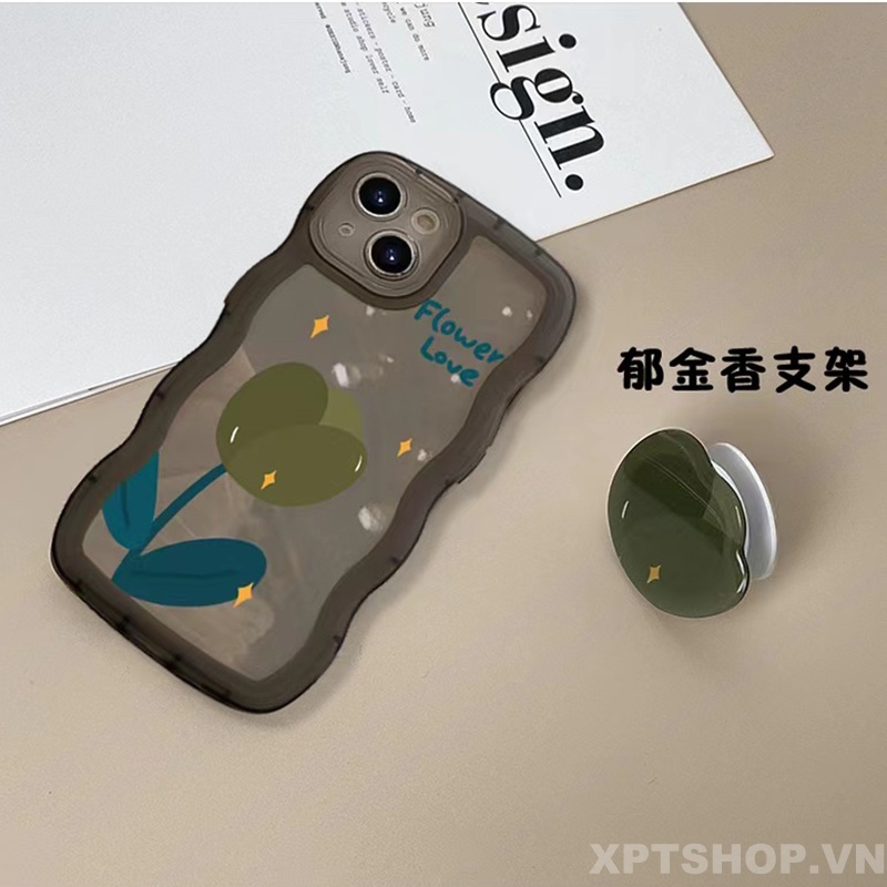 Ốp Điện Thoại Silicone Nhám Chống Sốc Toàn Diện In Hình Hoa tulip Có Giá Đỡ Cho iPhone 14 Pro Max 13 Pro Max 12 Pro Max 11 Pro Max