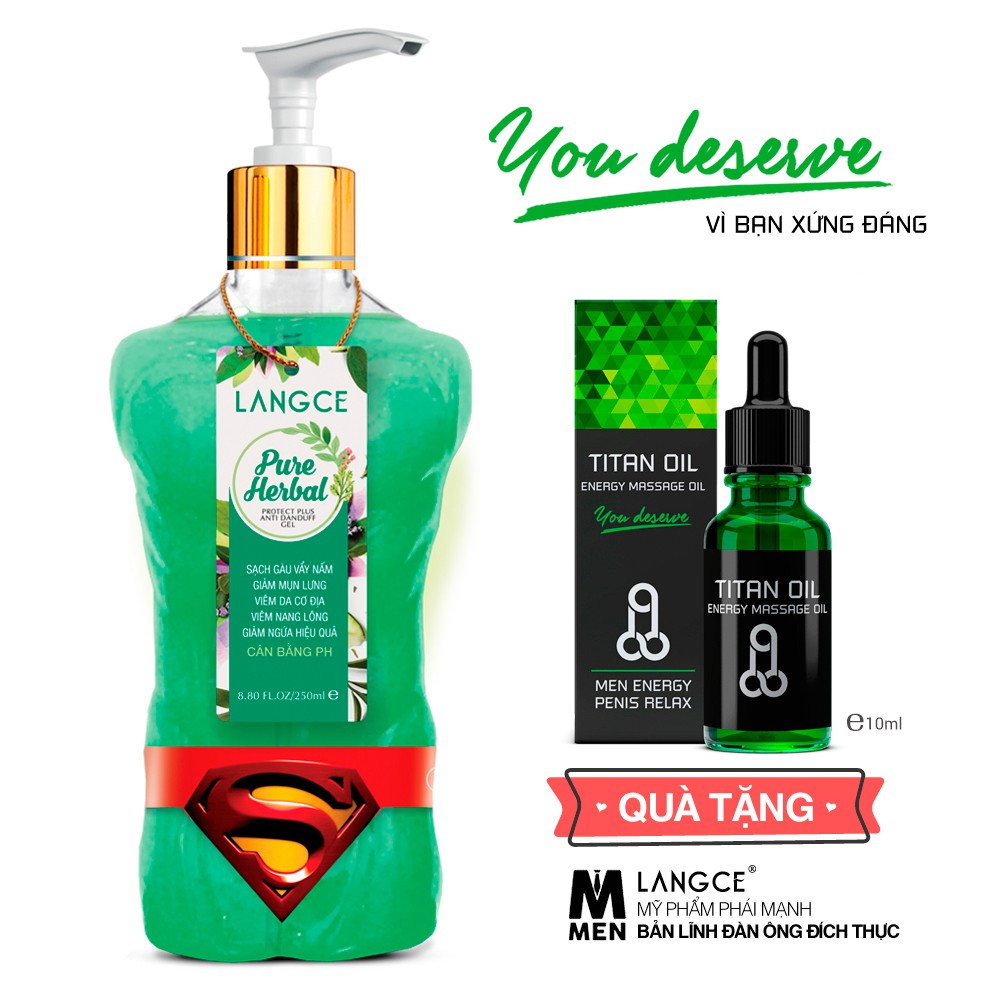 Gel Tắm Viêm Ngăn Ngừa/ Giảm Da Cơ Địa, Ngừa Mụn Lưng 250g LANGCE TẶNG Tinh dầu Massage Titan 10ml