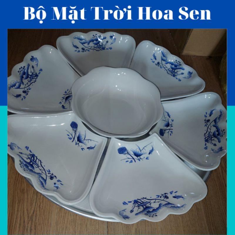 Bộ bát đĩa hoa mặt trời  lá sen giá rẻ cao cấp Minh Châu 7 chi tiêt.