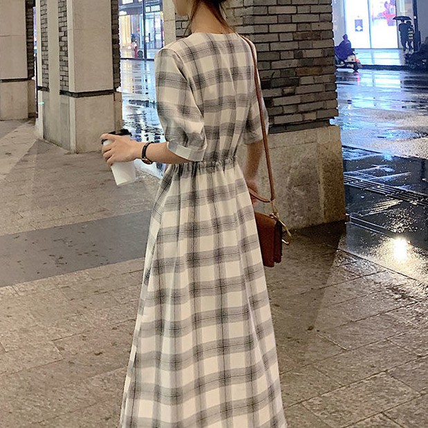 ⭐0412⭐Long skirt French wind bells checkered skirt | BigBuy360 - bigbuy360.vn