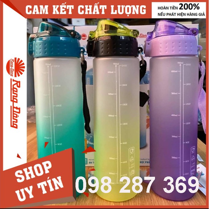 Bình nước học sinh cầm tay 500ml 700ml Rạng Đông, nhựa PC/PP an toàn, độ bền cao.