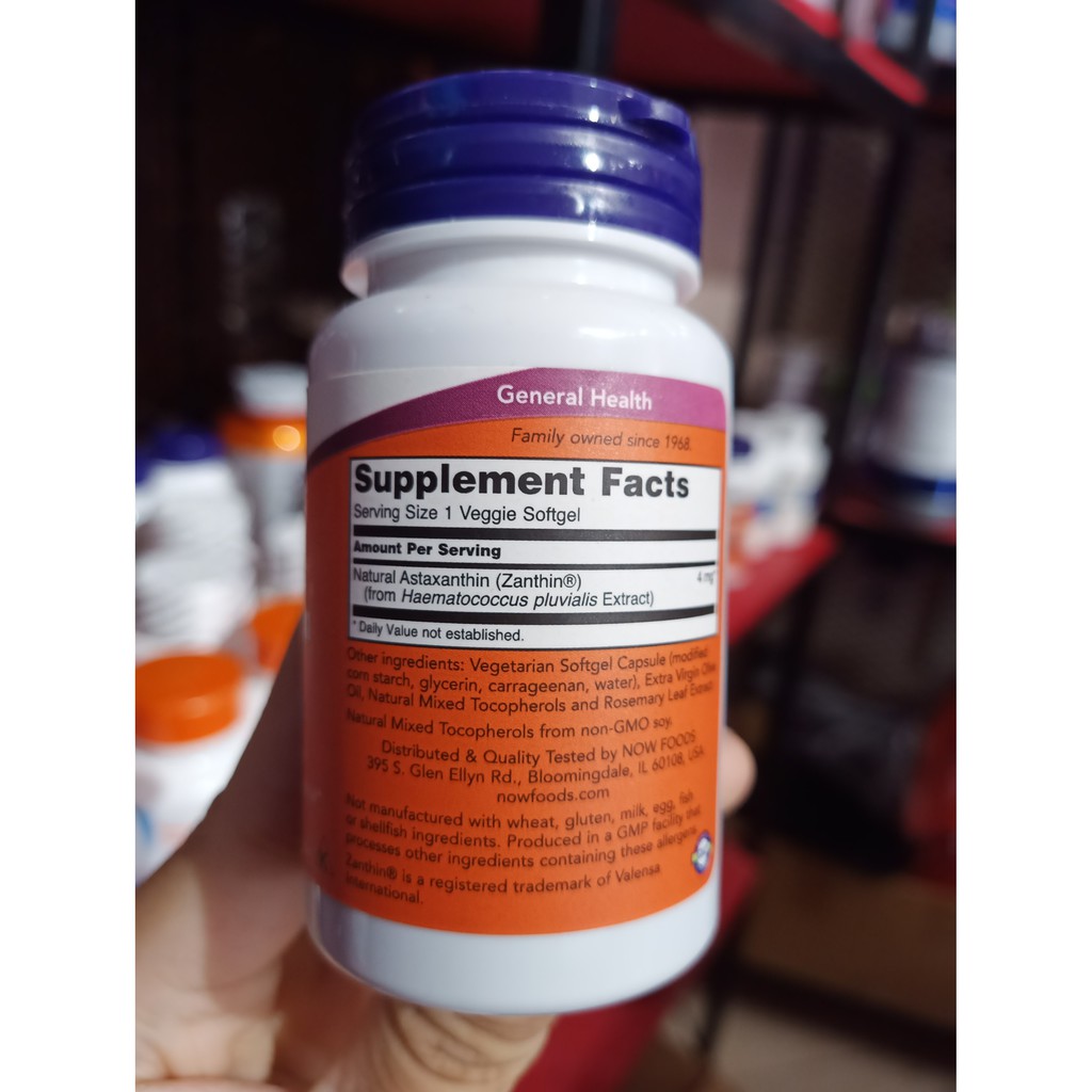 VITAMIN | Tăng Sức Đề Kháng Now Astaxanthin 4mg [60 Viên] - Chính Hãng Tại Shape Store | Thế Giới Skin Care
