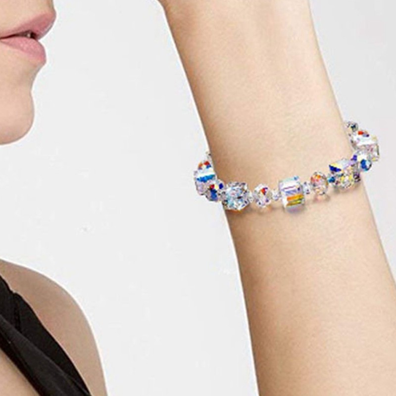 Vòng tay mạ vàng trắng 18k đính đá pha lê sang trọng