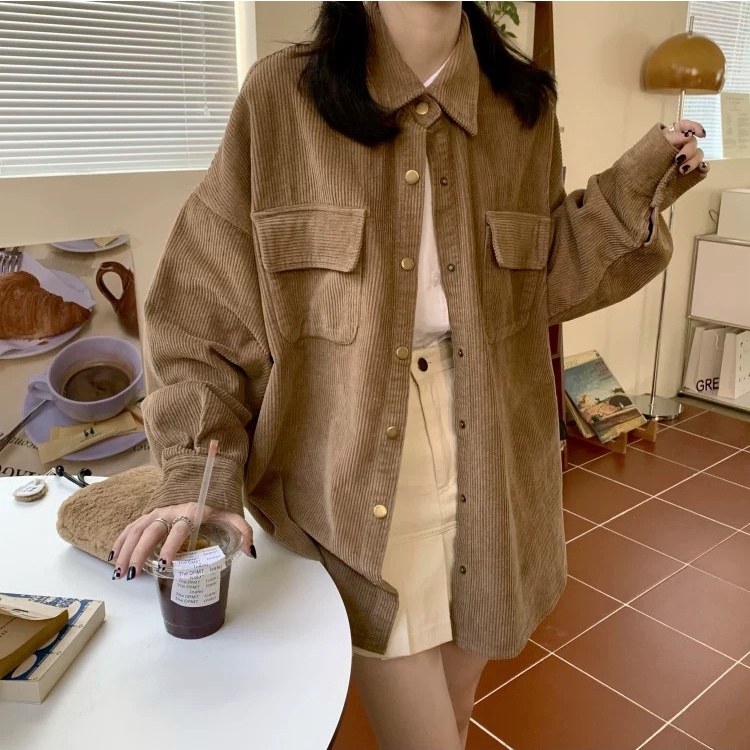 Áo Sơ mi Nhung Tăm - Áo dài tay có cổ unisex Daski | BigBuy360 - bigbuy360.vn